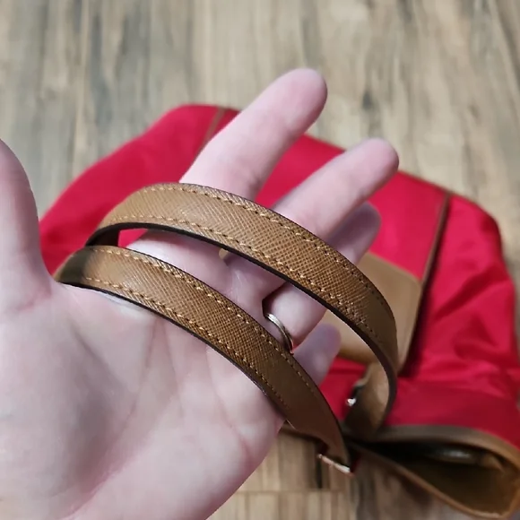 Michael Kors Women's Nylon Red and Tan Travel Tote - Picture 14 of 16